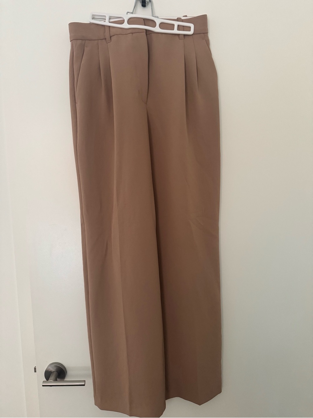 Aritzia Wide-Leg High-Rise Pants in Tan Brown